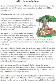 an image of the alice and wonderland book page with text about alice's adventures