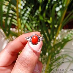 Red Coral Ring, Handmade Silver Ring, 925 Sterling Silver, Oval Coral Ring, Gift for Her, April Birthstone, Promise Ring, Red Coral Jewelry, 925 Sterling Silver Ring Solid Silver Ring Red Coral Gemstone We offer elegant and versatile Necklaces, Earring, Rings, Bracelets, Pendants, and Bangles that fit into  the design sensibilities and wardrobe of the modern Women. This product is very unique. This Ring is for you & Someone. A beautiful unique gift for you. This item gives you very unique Look to you. Ready to be offer Some one Special, Handmade item. To ensure Security, we make sure each transaction is safe for our customers. We transparent about our policies and are always, available to answer any questions. you can buy jewelry without Worrying about the quality. All our items are handma Red Oval Cabochon Ring, Adjustable Red Oval Ring, Adjustable Oval Red Ring, Handmade Red Oval Cabochon Jewelry, Adjustable Red Oval Ruby Ring, Adjustable Oval Red Ruby Ring, Red Sterling Silver Oval Cabochon Jewelry, Red Oval Cabochon Ruby Ring For Gift, Red Oval Cabochon Gemstone Ring