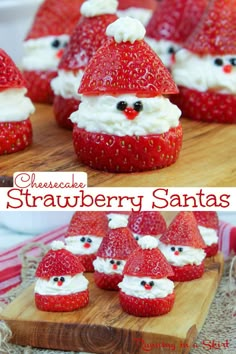 strawberry santa cupcakes with cream cheese and strawberries