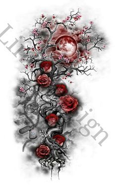 a tattoo design with roses on it