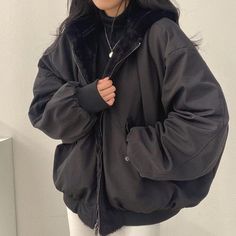 Oversized Hooded Coat, Cute Coats, Parka Women, Korean Fashion Casual, Winter Outfits Men, Cotton Coat, Moda Vintage, Solid Clothes, 가을 패션