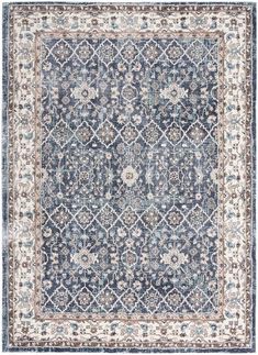 American Manor(KI100) AMR01 Blue/Ivory Rug - Rug & Home Transitional French Country, Nourison Rugs, Traditional Persian Rugs, Ireland Homes, Kathy Ireland, Trendy Decor, Ivory Rug, Vintage Country, Old World Charm