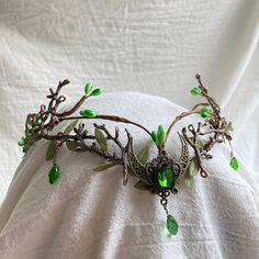 Handmade Enchanted Forest Tiara - a stunning woodland-inspired headpiece for festival lovers. Made with delicate leaves, branches, and moon details, this Elvish tiara is lightweight and sturdy. Perfect for adding a touch of magic to your outfit, it's versatile and ideal for music festivals, cosplay events, and more. Crystal Forest Crown, Viking Bridal Deer Crown, Viking Branch Crown, Enchanted Forest Prom King Crown, Floral Fairy Wedding Crown, Elf Crown Bee, Tree Costume Headband, Bridal Headwear Forest Green, Woodsy Hair Piece