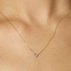 Teeny Pave Heart Necklace – STONE AND STRAND Gold Necklace Diamond, Dainty Heart Necklace, Pave Heart Necklace, Stone And Strand, Luck Necklace, Good Luck Necklace, Baby Necklace, Diamond Evil Eye, Jewelry Aesthetic