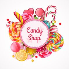 candy shop sign with candies and lollipops - miscellaneous objects / items