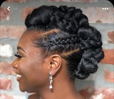 Twisted Mohawk Natural Hair, Braided Bun For Black Women, Updo Hairstyles For Black Women, Natural Hair Updo Wedding, Black Hair Bun, Braided Mohawk, Natural Hair Wedding, Natural Updo, Twist Updo