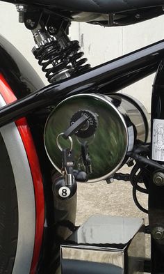 a close up of the mirror on a motorcycle