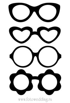 the silhouettes of heart shaped glasses are shown in black and white, as well as hearts