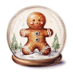 a painting of a ginger in a snow globe