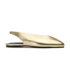 Effortlessly stylish, Hoop embodies the 'cool girl' aesthetic with ease. Featuring a slingback and a square toe, this gold ballet flat offers the perfect combination of elegance and comfort. -Material: Leather -Sole: Man-Made -Fit: True to Size -Toe-shape: Square -Features: Slingback -Heel: 1cm Thigh High Boots Flat, Gold Ballet Flats, Court Heels, Bridal Heels, Metallic Heels, Slingback Shoes, Clear Heels, White Heels, Gold Shimmer