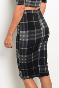 Plaid Bodycon Midi Skirt Fitted Plaid Pencil Skirt, Fitted Knee-length Plaid Bottoms, Fitted Plaid Pencil Skirt For Work, Female Wears, Bodycon Midi Skirt, Tartan Dress, Bodycon Skirt, Grey Plaid, Body Con Skirt