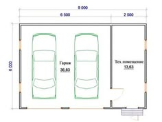 two car garage plans are shown with measurements for the size and width of each vehicle