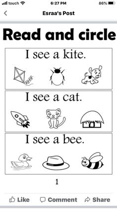 the reading and writing worksheet for kids to learn how to read in english