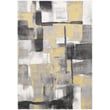 an abstract painting with black and yellow squares on it's sides, in shades of gray