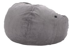 a large gray bean bag sitting on top of a white floor