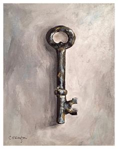 a painting of a key on a wall