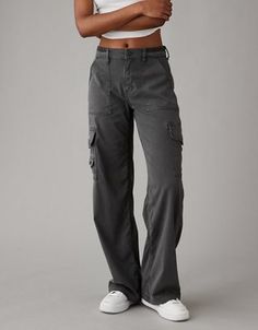 A high rise & wide leg for a cool, slouchy fit. Baggy High Rise Cargo Pants For Fall, Baggy High-rise Cargo Pants For Fall, High Rise Cotton Wide Leg Pants For Streetwear, Trendy High Rise Relaxed Fit Cargo Pants, Trendy Relaxed Fit Mid-rise Cargo Pants, Trendy Mid-rise Wide Leg Pants For Streetwear, Trendy High Waist Wide Leg Pants With Relaxed Fit, Relaxed Fit Trendy Bottoms, Trendy Relaxed Fit Full-length Bottoms