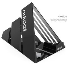 an image of a black stand with the word design on it