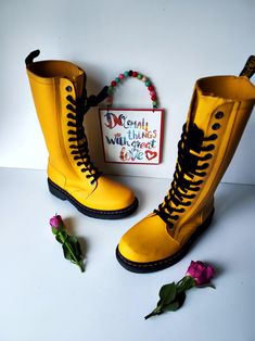 I have a selection of more than 500 pair of RARE, VINTAGE Dr Martens boots. Please visit my SHOP to check out my other DOCs. I will be listing new ones every day.  Dr Martens Drench yellow rain Wellies Welly Wellington shower boots UK4 EU37 US6 Let me know in case you have any questions Trendy Yellow Winter Boots, Yellow Round Toe Rain Boots For Spring, Casual Yellow Rain Boots For Outdoor, High-top Yellow Boots For Spring, Waterproof Yellow Boots For Fall, Yellow Waterproof Lace-up Boots, Yellow Waterproof Boots For Fall, Yellow Round Toe Boots For Fall, Yellow High Ankle Boots For Spring