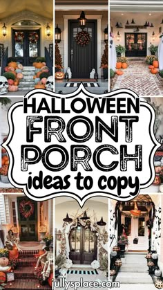 halloween front porch decor, halloween front porch ideas, halloween porch ideas Scary Haunted House Ideas, Halloween Porch Decorations Diy, Diy Halloween Porch, Haunted House Ideas, Halloween Front Porch Ideas, Halloween Entryway, Creative Halloween Decorations, Halloween Front Door Decorations, Scary Haunted House