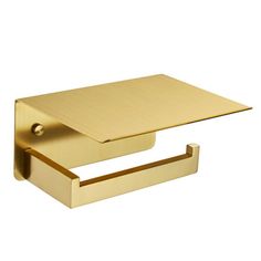 a gold toilet paper holder on a white background