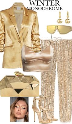 Glitz Outfit, Gold Party Outfit, Festival Dresses, Theatre Outfit, Birthday Outfit For Women, Holiday Party Fashion, Color Combos Outfit, Color Block Blouse, Ballet Clothes