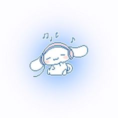 a cartoon character wearing headphones and listening to music