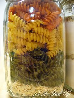 there are many different types of pasta in the jar