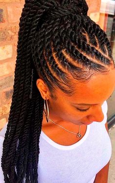 Jamaican Braids, High Ponytail Cornrows, Summer Braids For Black Women, Cornrow Ideas, Ghana Braid Styles, Halo Braids, Twisted Braid, Cornrow Ponytail, Flat Twist Hairstyles