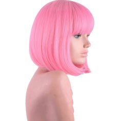 Pastel Pink Short Bob Wig with Bangs for Women 12inchShoulder Length Heat Resistant Soft Synthetic Pink Wigs (Pink), #Ad #ADVERTISEMENT, Wigs Pink, Wig Bangs, Pink Wigs, Good Quality Wigs, Bob Wig With Bangs, Buy Wigs, Christmas Cosplay