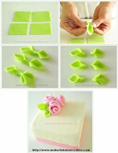 how to make fondant cake decorations with fondant flowers and leaves - step by step instructions