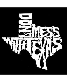 the texas map with words written on it in white and black, against a black background