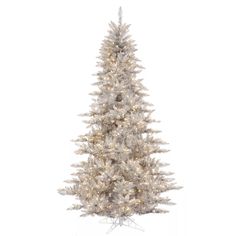 a white christmas tree with lights on it