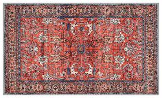 an old persian rug with red and blue colors