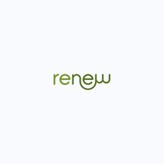 the word renew is written in green on a white background