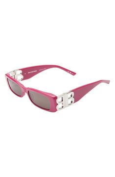 The iconic double-B logo sparkles at the temples of these always-elegant square-framed sunglasses. 51mm lens width; 18mm bridge width; 130mm temple length 100% UV protection Recycled acetate Made in Italy Luxury Pink Square Frame Sunglasses, Mono Rectangle Sunglasses Balenciaga, Balenciaga Sunglasses Women 2022, Balenciaga Cat Eye Sunglasses, Balenciaga Silver Sunglasses, Double B, Square Sunglasses