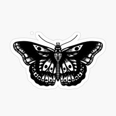 a black and white butterfly sticker