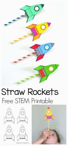 STEM Activity for Kids: How to Make Straw Rockets (w/ Free Rocket Template)- Fun for a science lesson, outdoor play activity, or unit on space! ~ BuggyandBuddy.com Straw Rockets, Rocket Template, Straw Rocket, Stem Activity For Kids, Kid Science, Play Activity, Science Lesson, Stem Activity