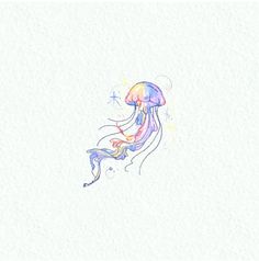 a drawing of a jellyfish on white paper