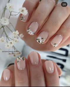 Nails With Flowers, Bridal Nails Designs, Unghie Nail Art, Blush Nails, Pretty Nail Art Designs, Pretty Nail Art