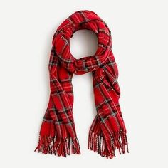 J Crew Red Stewart Tartan Plaid Italian Wool Scarf   🛍 Brand new with tags   Dimensions 73 ¾" L × 20" W  A reversible wool scarf in festive tartan is a gifting must (for yourself, too).   Wool/polyamide/other fibers.   Made in Italy.   Item H3794. winter wrap red green Red Tartan Scarf, Twisted Scarf, Red Plaid Scarf, Tartan Plaid Scarf, Plaid Capes, Cable Knit Scarf, Snood Scarf, Stewart Tartan, Tartan Scarf