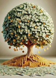 a tree with money growing out of it