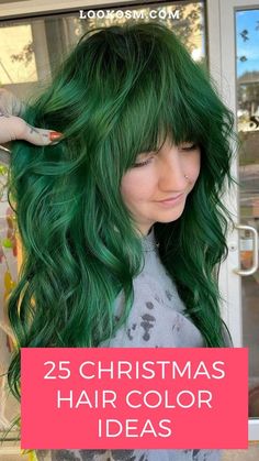 Christmas Red Hair Color, Christmas Color Hair, Silver And Green Hair, Red And Green Hair, Holiday Hair Inspiration