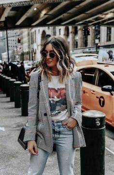 Elegantes Outfit Damen, Blazer Outfits Casual, Millennials Fashion, Minimal Chic, Casual Blazer, Plaid Blazer, Fall Winter Style