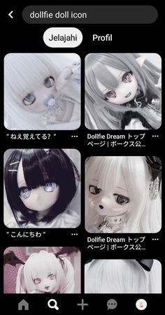 an image of dolls with different expressions on their face and body, including the words dolfie doll icon