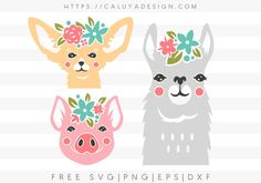 two cute llamas with flowers on their heads