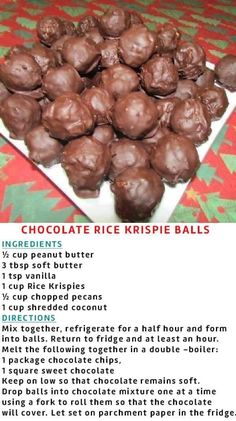 chocolate rice krispie balls recipe on a plate