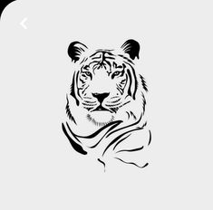 a black and white drawing of a tiger