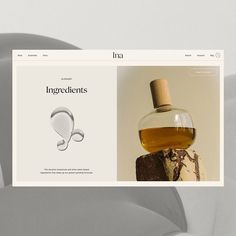 an image of a web page that is designed to look like a bottle of perfume