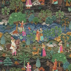 Happy Wallpaper, Pichwai Paintings, Indian Painting, Indie Art, Print Design Pattern, Eastern Art, Eclectic Art, Arte Inspo, Wallpaper Direct